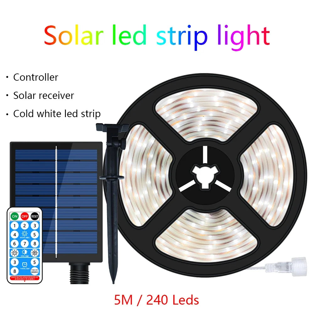 ruban led solaire ip67 waterproof 5m multicolore télécommande moderne extérieur noël
