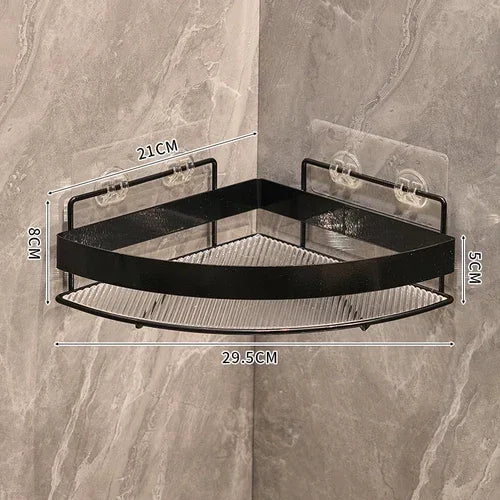 étagère salle bain dorée grille métal moderne fixée suction rangement produits toilette crochet