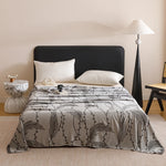 couverture fibre bambou motif floral deux oreillers canapé lit maison