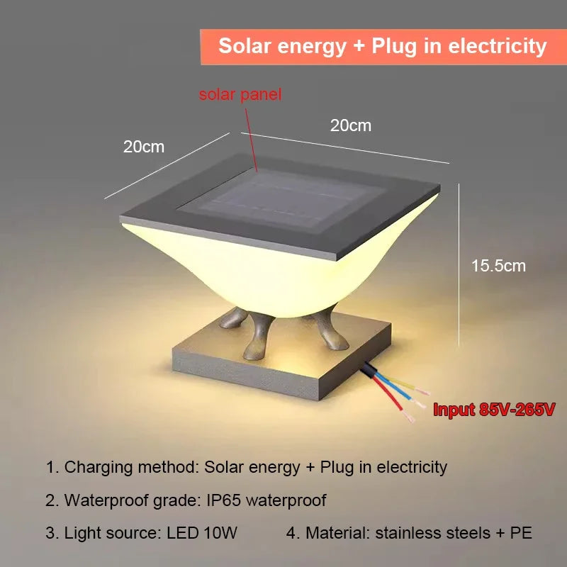 lumière solaire moderne pieds métalliques blanc gris contemporain minimaliste led