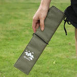 Sac crayons pliable pratique noir vert olive logo montagne soleil tissu ruban fixe compact