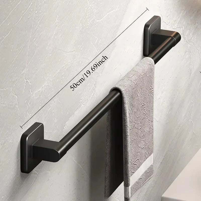 porte serviettes mural adhésif noir moderne 30 40 50 cm sans perçage salle bain