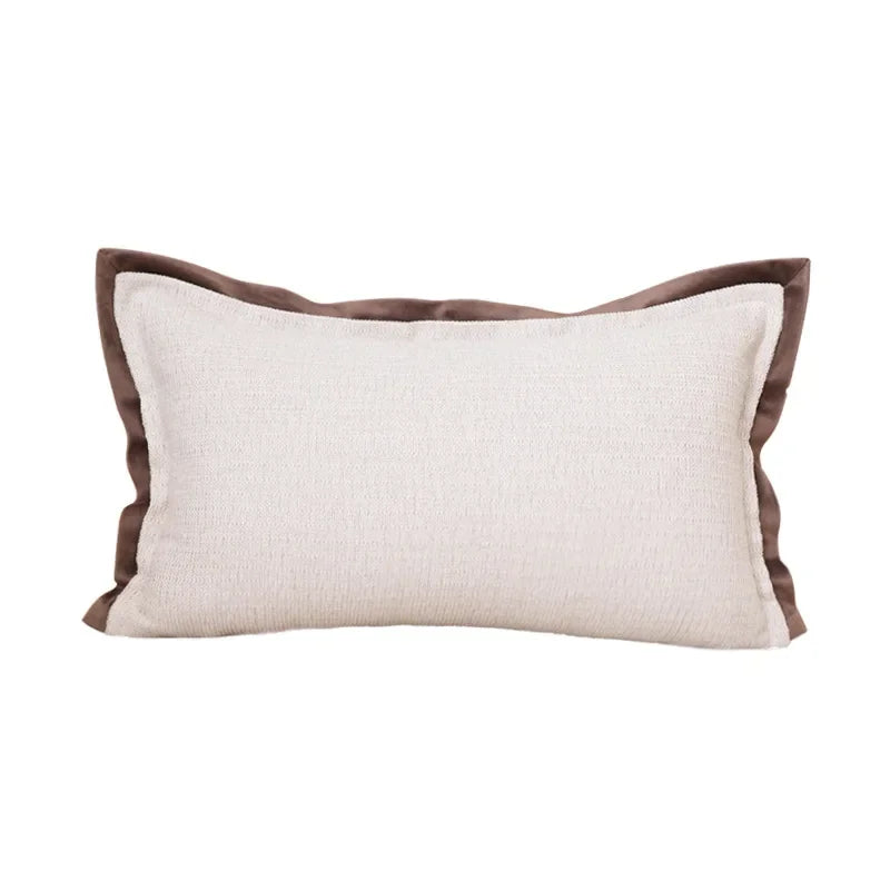 housse coussin rayé beige marron contemporain décoration maison carré polyester coton