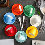 tasses céramique porcelaine poignée cuillères moderne rouge vert bleu jaune blanc
