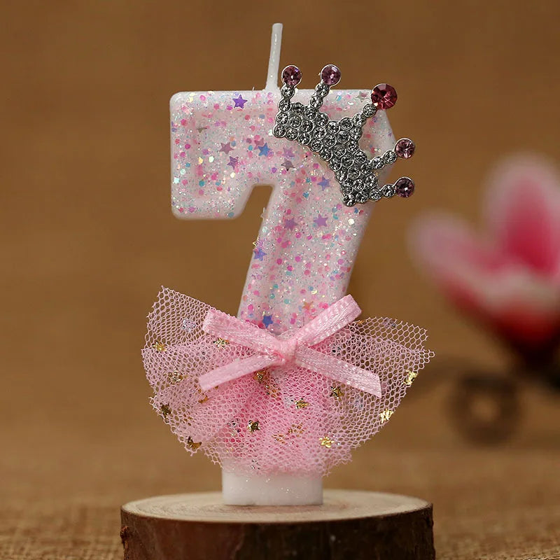 bougies numériques anniversaire forme chiffres paillettes strass rubans bleu rose décoratives féminines