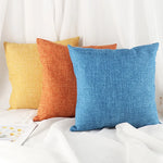 housse coussin carré orange texture lin moderne 45x45cm décoratif canapé salon voiture