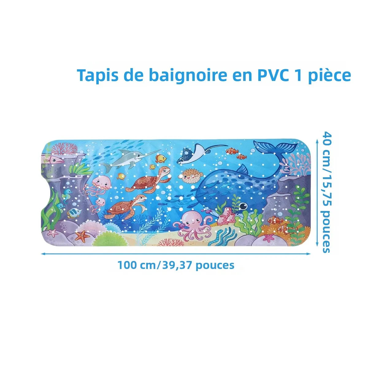 tapis baignoire enfant thème marin poissons coraux bulles ventouses salle bain sécurité antidérapant