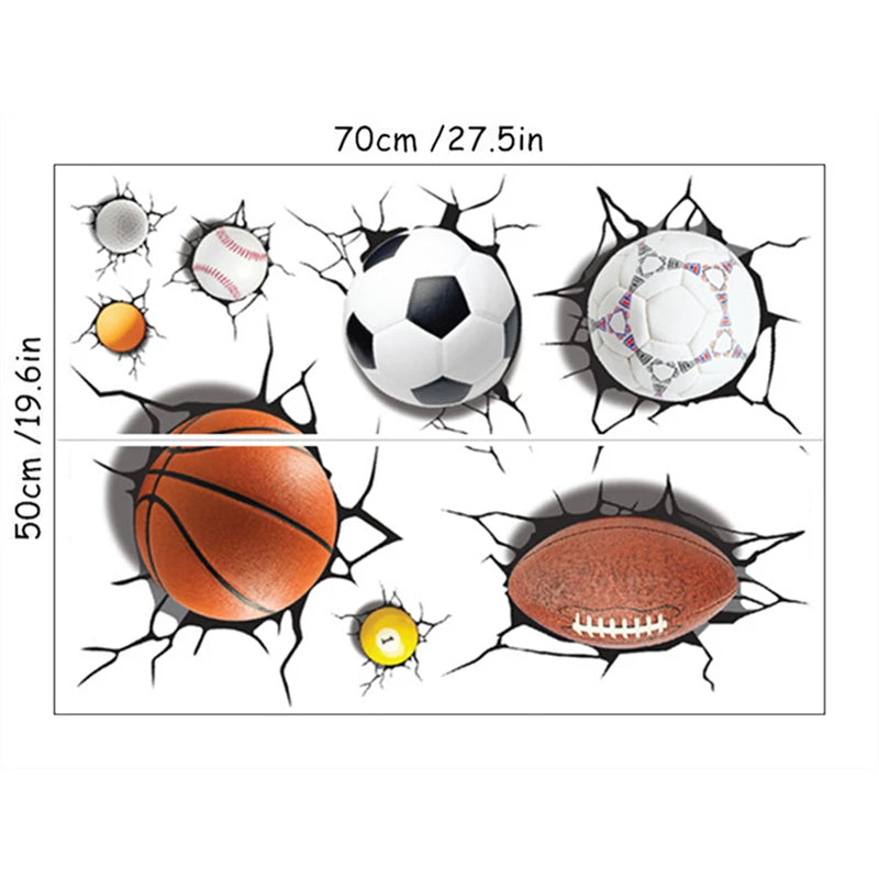 autocollant mural 3d sportif balle basket rayures noires fond texturé béton orange dynamique chambre