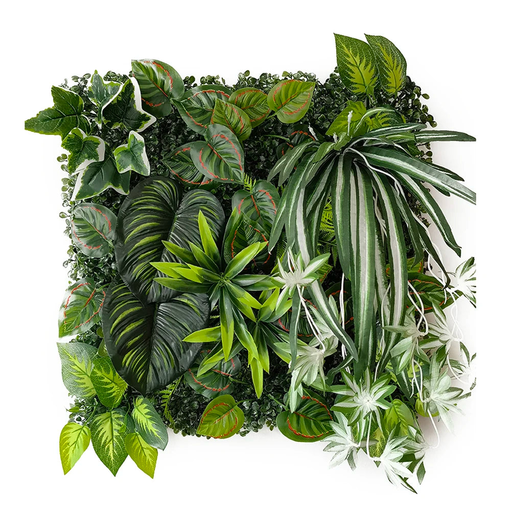 plantes artificielles herbe feuilles vertes rouge naturel decoration exterieur accrochable variées veines rouges