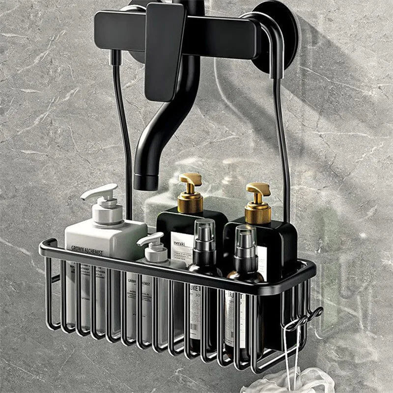 caddie douche noir argenté grille barreaux moderne clips salle bain