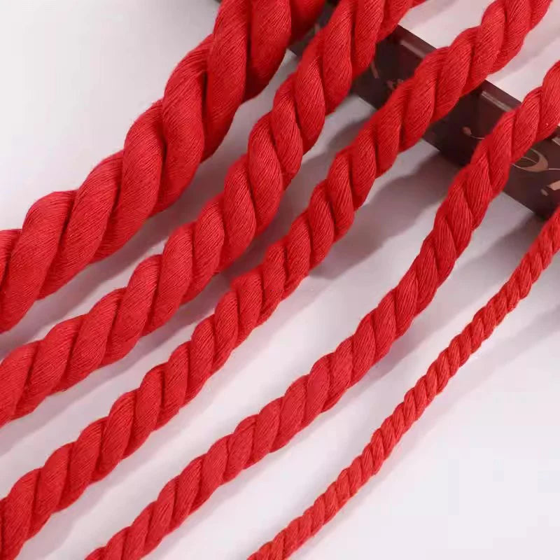 cordon coton torsadé rouge 12 20mm longueur 10mètres décoration sacs robuste écologique