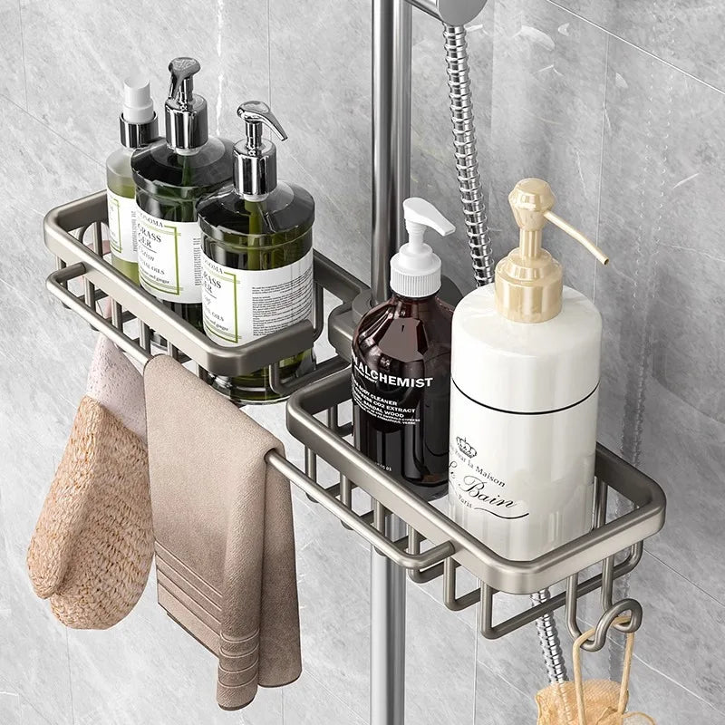 porte savon mural moderne argenté crochets vis fixés salle bain étagère aluminium