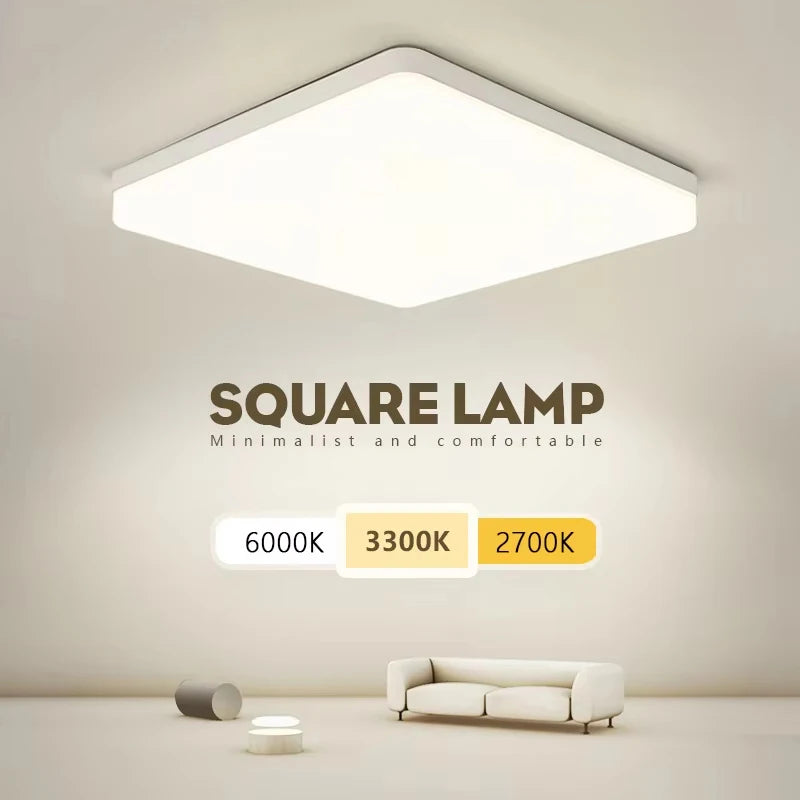 plafonnier led carré blanc moderne ultra fin luminaire cuisine chambre minimaliste mat