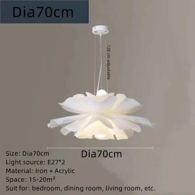 lampe suspendue moderne fleur stylisée blanc opacité chambre salle manger led dia40cm dia50cm dia60cm