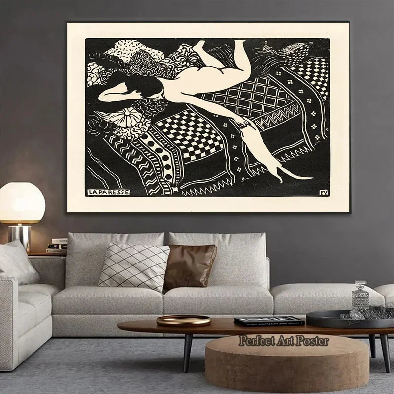 affiche murale noir blanc abstraite art moderne posters impression toile sans cadre decoration mur