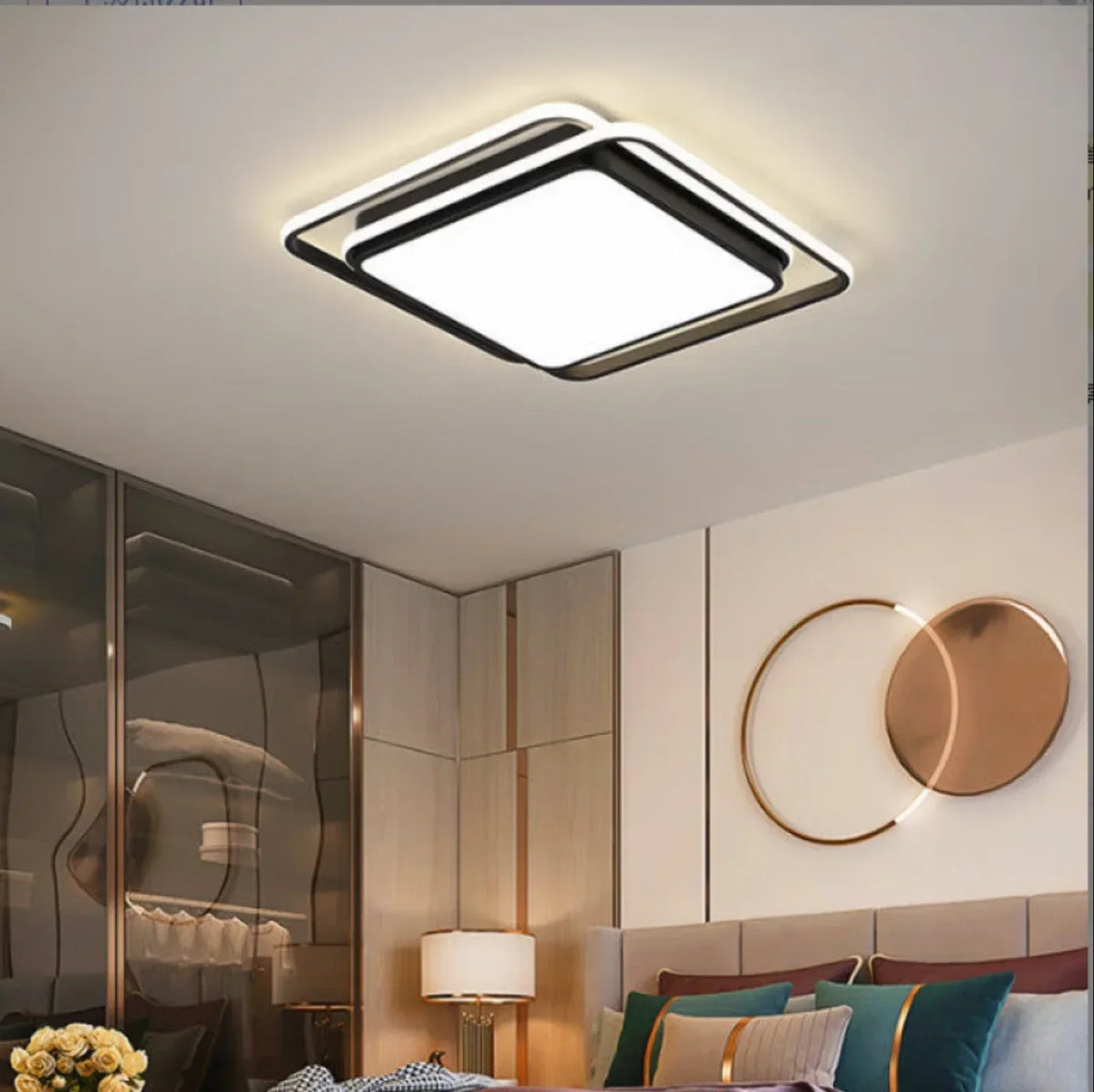 plafonniers led modernes carrés ronds blancs noirs dorés minimalistes cuisine salon chambre