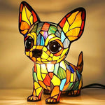 lampe posée chien multicolore mosaïque art deco résine opaque chambre salon