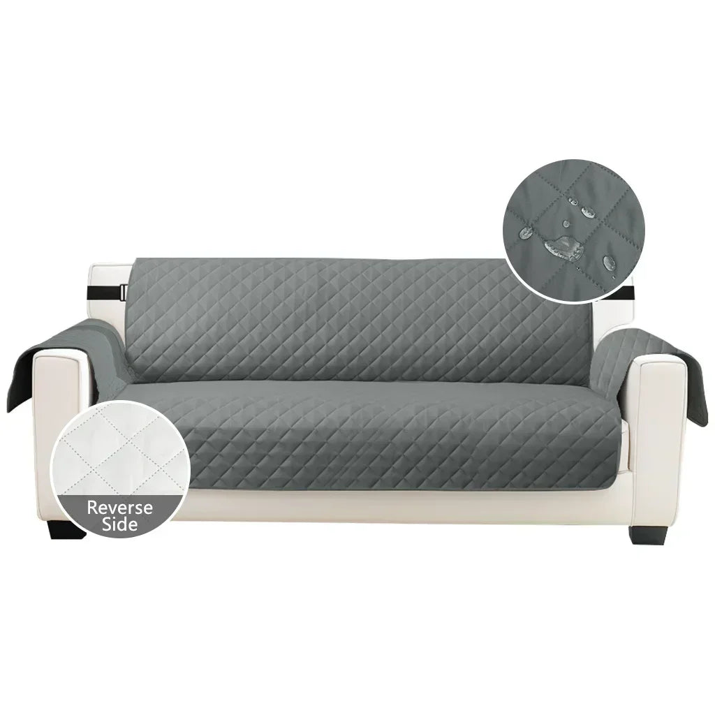 housses canapé gris beige quiltées boucles métalliques protection moderne places