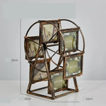 cadre photo vintage grande roue transparent bronze or argenté decoration florale photos inclusion industrielle