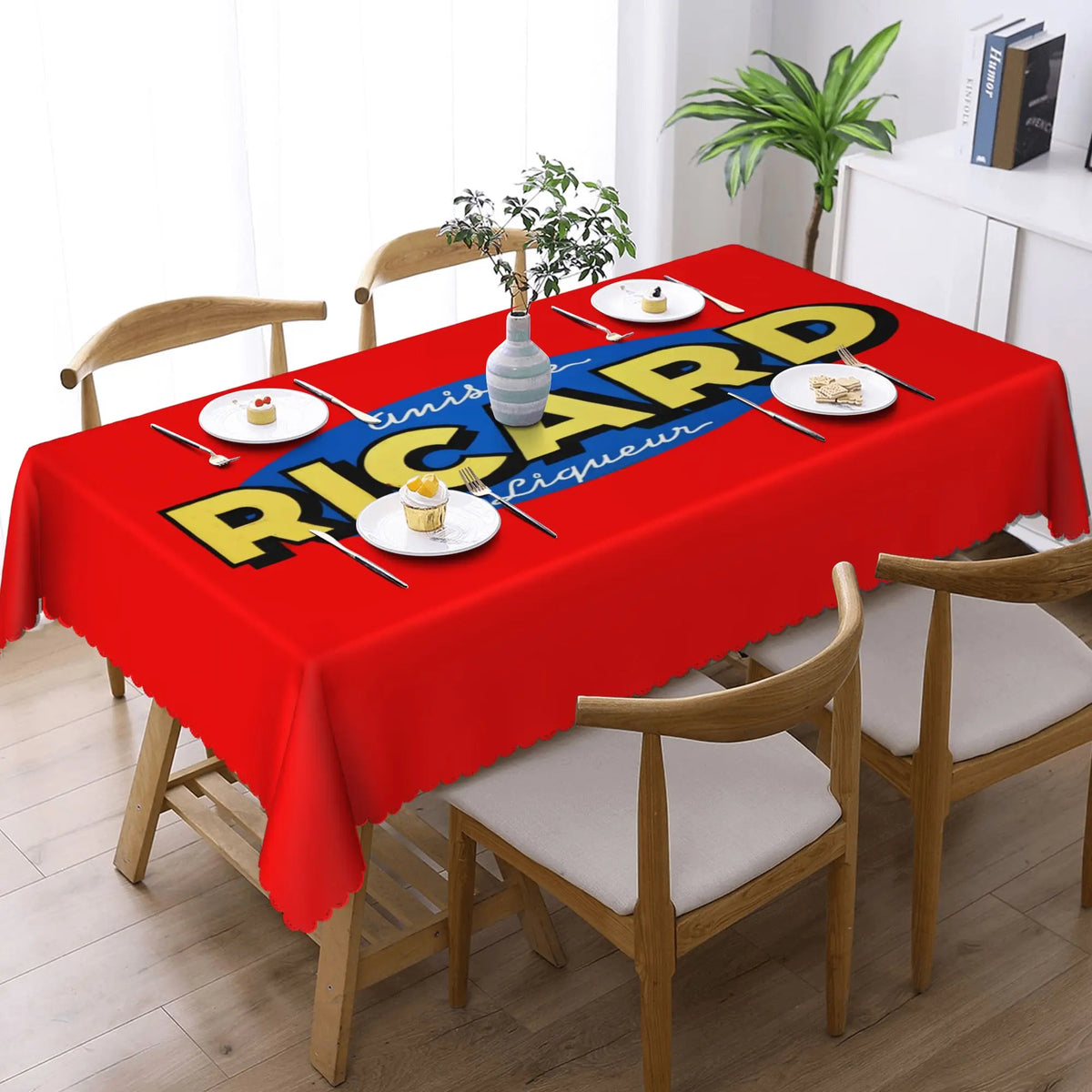 nappe table bleu marine logo ricard moderne imperméable résistance taches 66x183cm