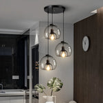 Suspension lumineuse moderne minimaliste transparente ampoules filament salon chambrehôtel
