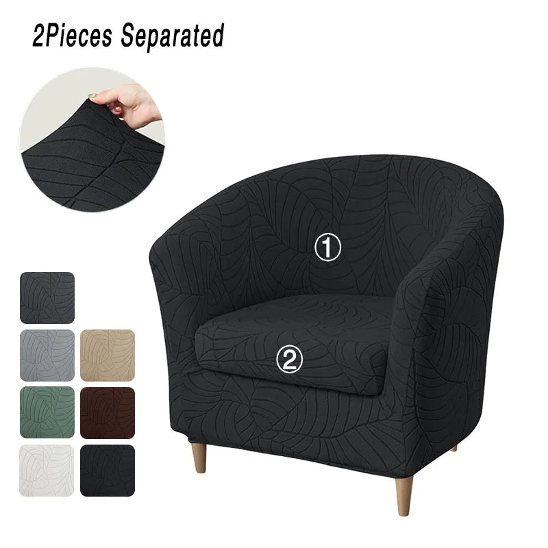 housse fauteuil gris motif feuilles moderne adhésif extensible lavable printemps été