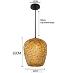 suspension lumineuse moderne bambou tissage beige doré fixe passe câble noir