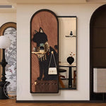 porte clés mural moderne imprimé chats texture bois noir sac main plante bijoux