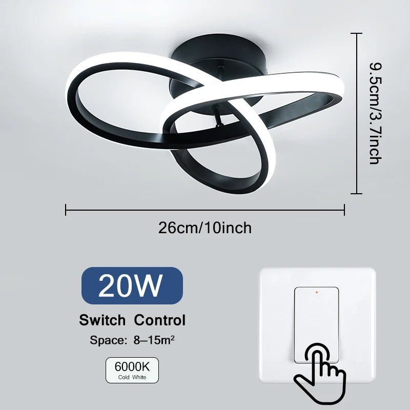 luminaire led blanc noir moderne abstrait surface éclairage quotidien couleurs interrupteur led driver