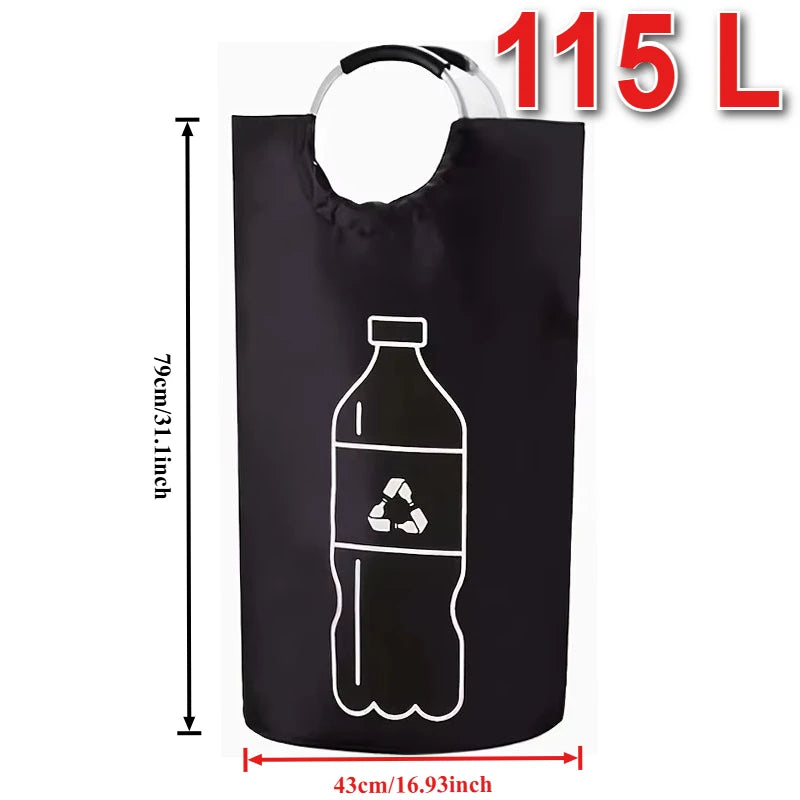 sac rangement pliable bouteilles recyclage 82l 115l moderne pratique poignées métalliques opaques illustration recyclable