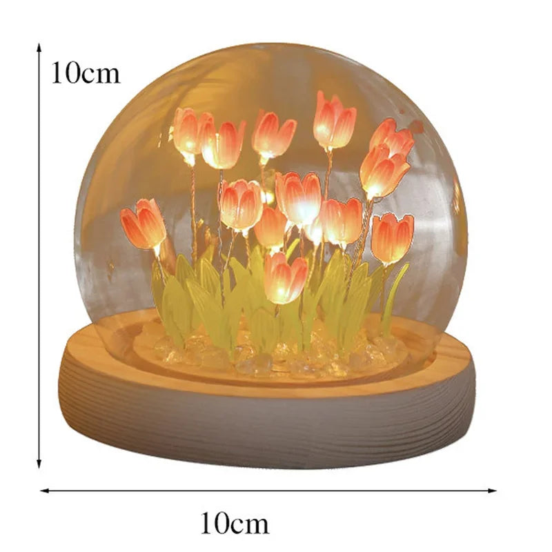décoration intérieure tulipe verre LED rouge orange verte minimaliste chambre salon festive