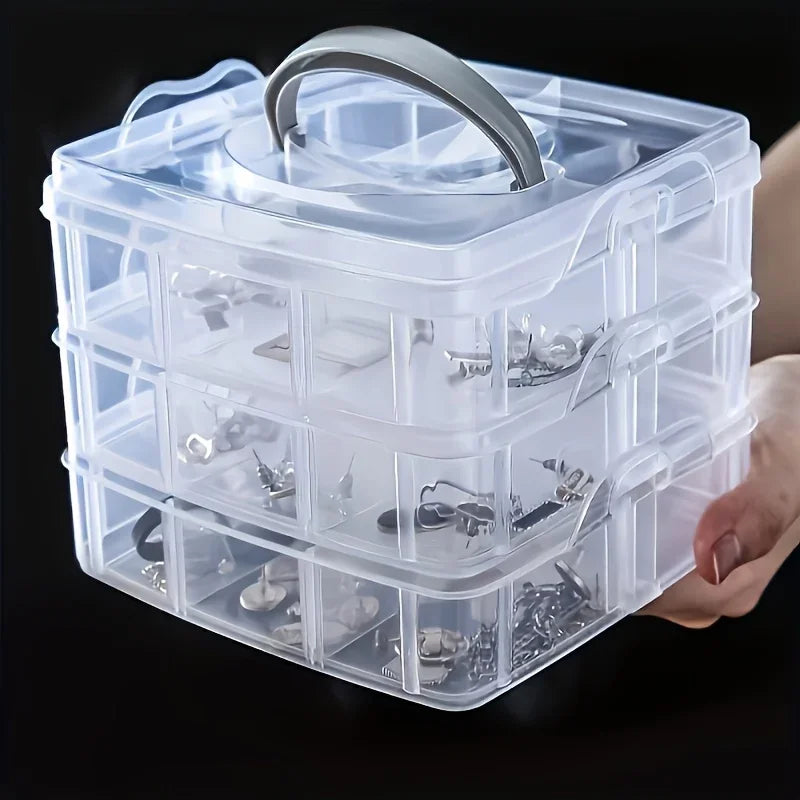 boîte rangement transparente multi compartiments moderne poignée détachable bijoux jouets cuisine organisateur