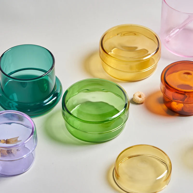 boîtes bijoux verre transparentes modernes différentes couleurs anneaux boucles d'oreilles.storage container with lid