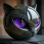 sculpture chat noir or résine marbrée moderne décoration intérieure artisanale table unique