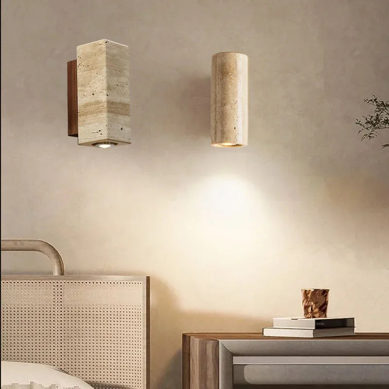 applique murale moderne marbre beige led fixée mur flux lumineux élevé contemporain deux sources