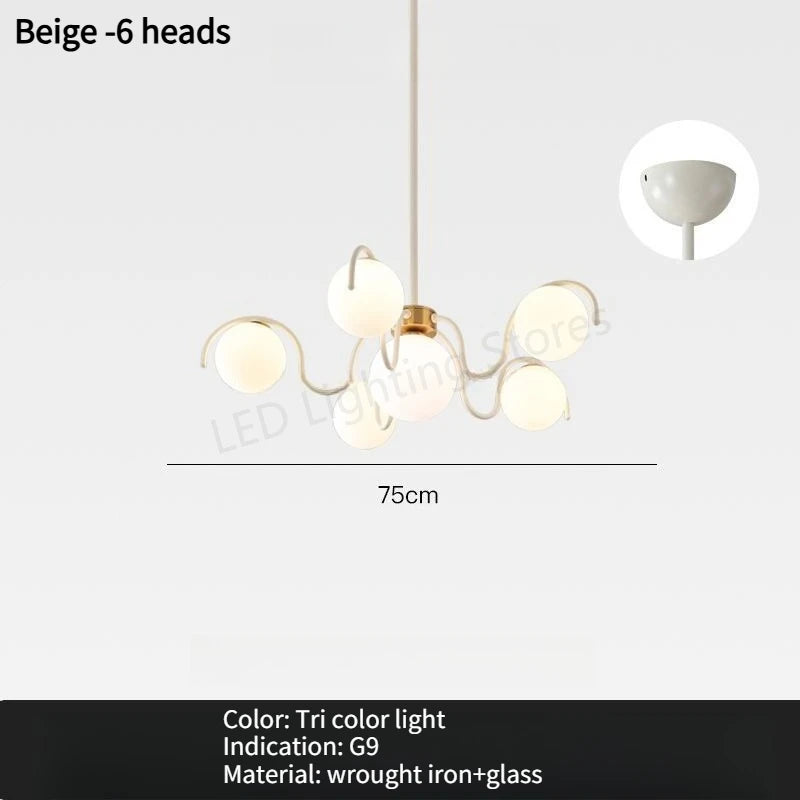 suspension lumineuse rouge moderne sphères translucides scandinave spiral métal opaque led