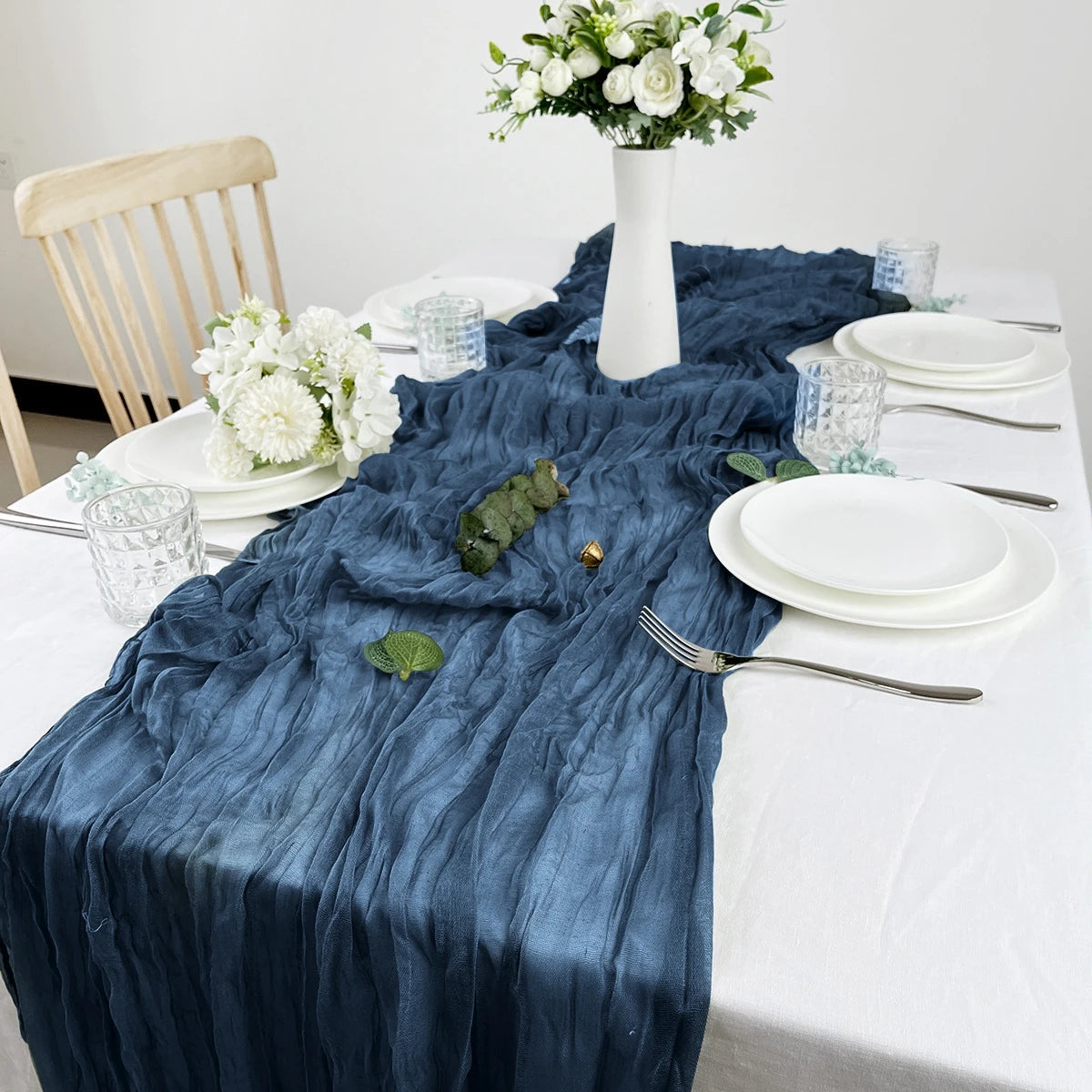 nappe table plissée rustique élégante couleur beige verteOpaque polyester maison festive mariage noël