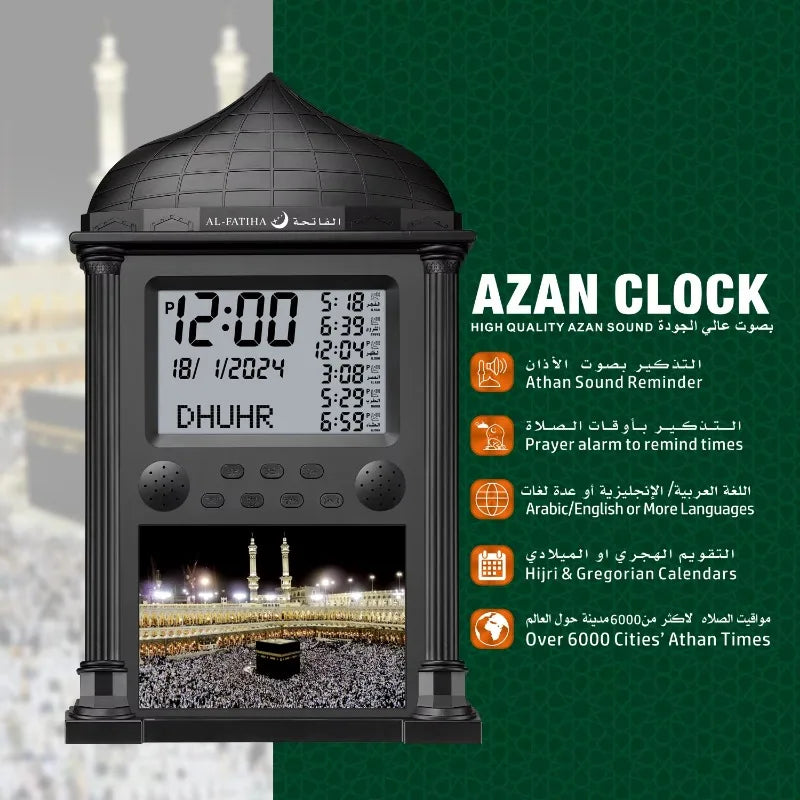 horloge murale numérique azan prières temps hijri calendaire multi langues son alarme İslamique