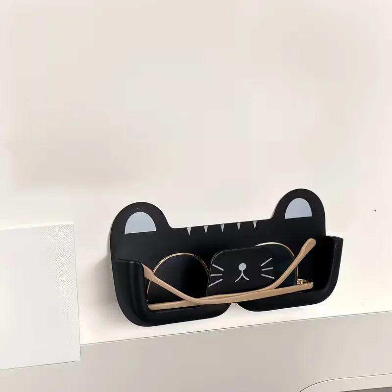 support mural porte lunettes forme chat blanc noir décoration mur enfantin adhésif imperméable rangement