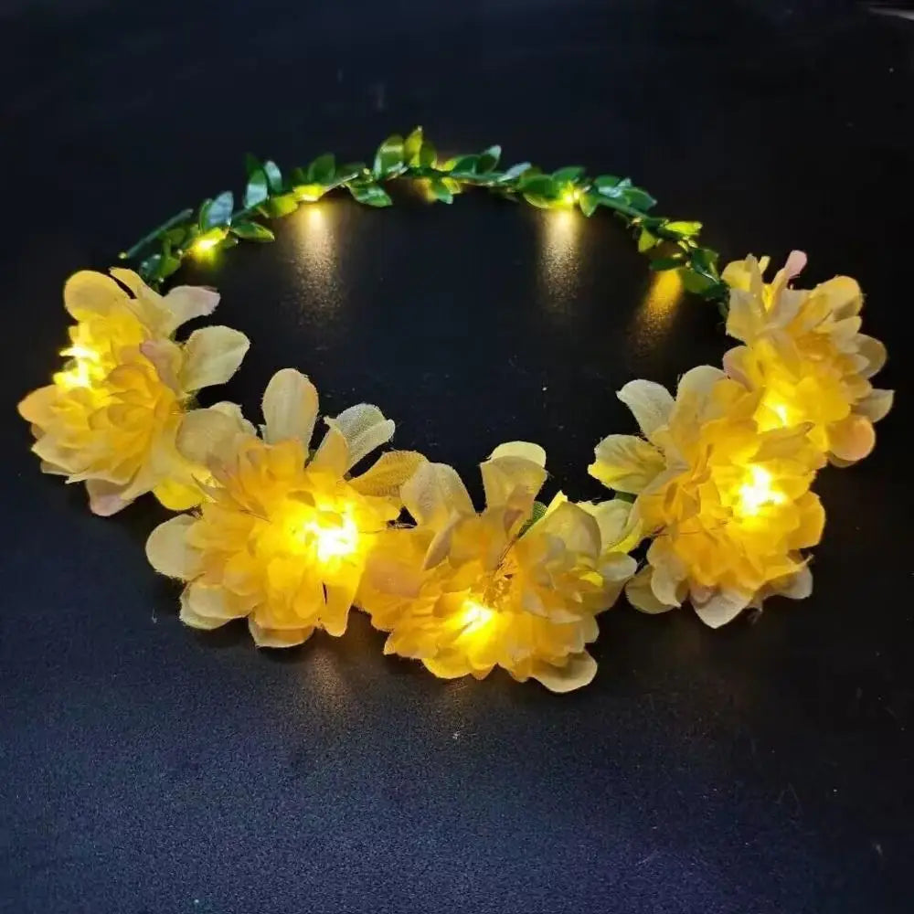 couronne fleurs lumineuse rose blanche violet occasion fête anniversaire mariage romantique festive