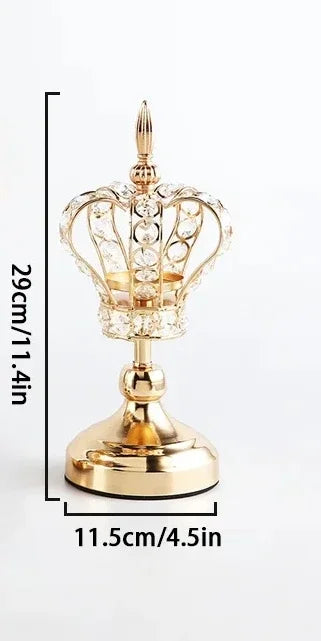 décoration maison bougeoirs couronne or cristaux métal transparent royal glamour