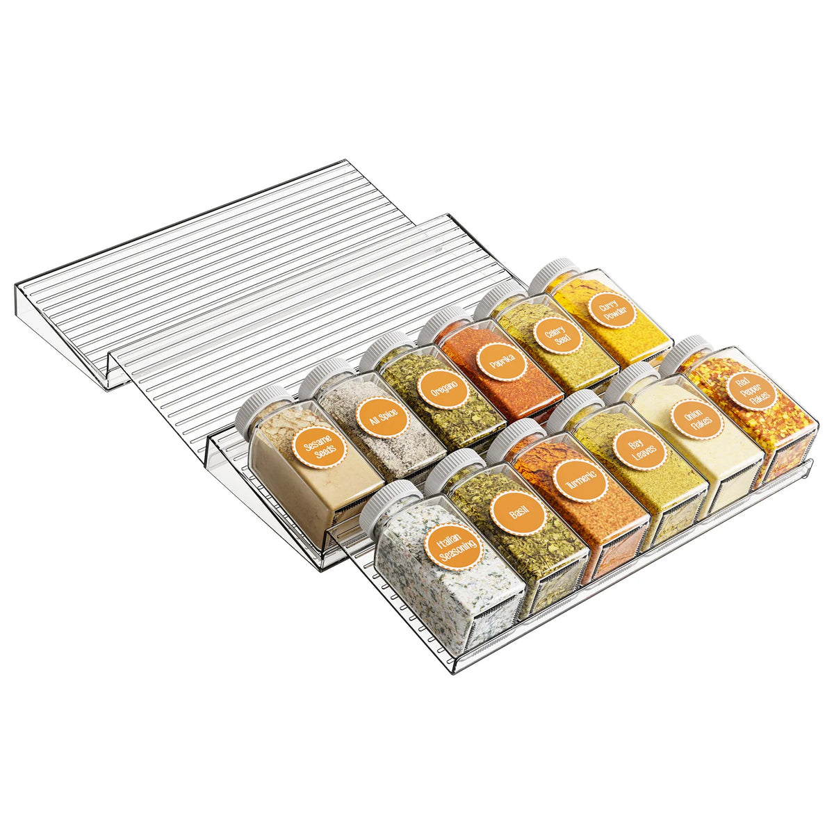 organisateur tiroir épices transparent boîtes rangement cuisine empilable moderne bacs plastique horizontal expandable