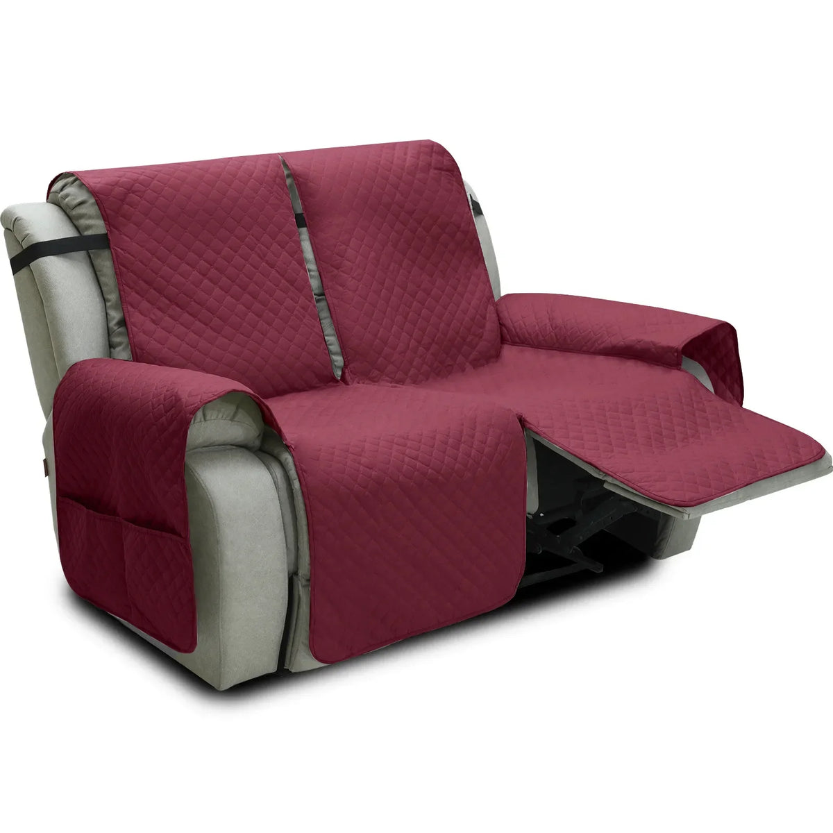 housses fauteuil inclinable gris quilté moderne élastique ajustable poche rangement lavage machine salon
