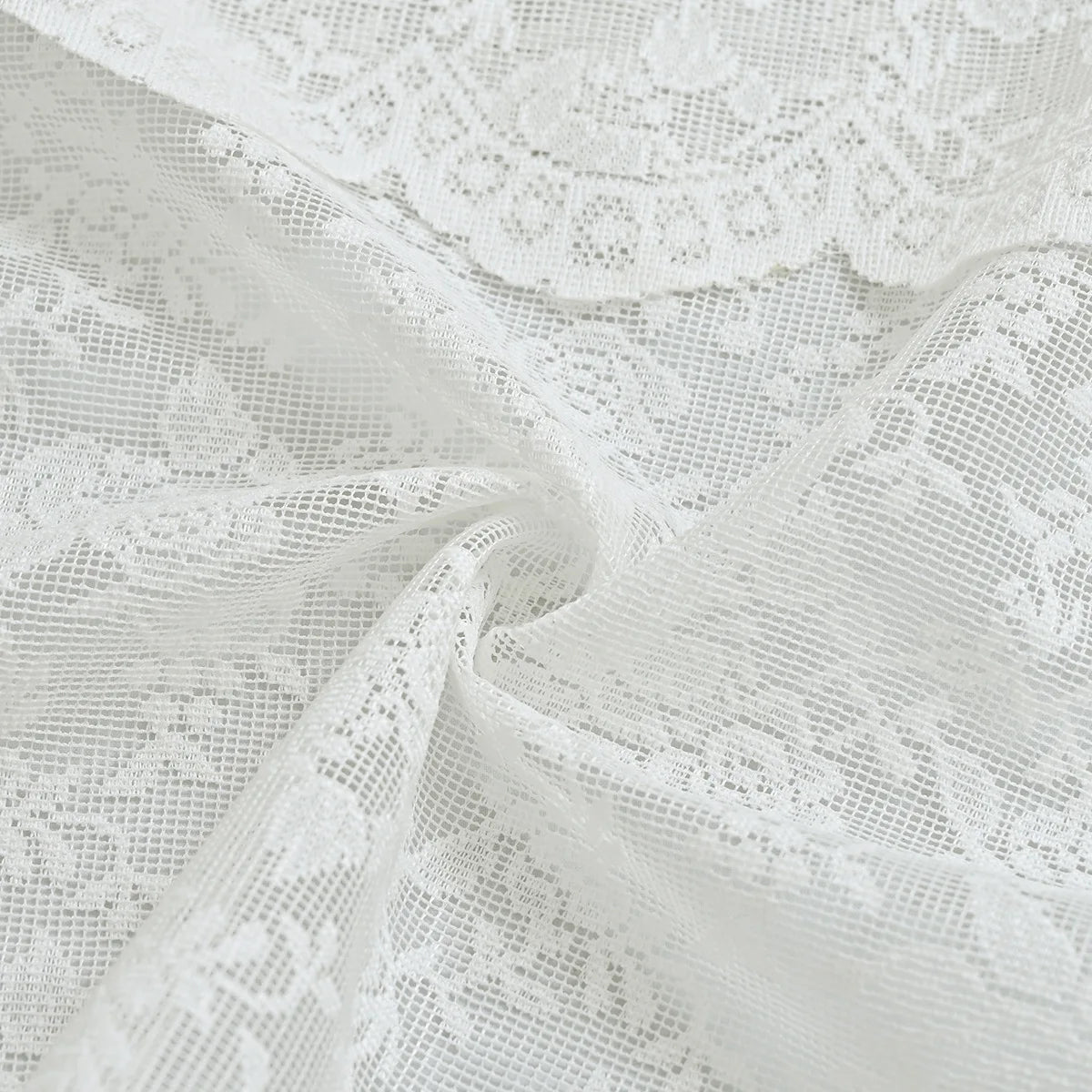 rideau polyester blanc dentelle translucide classique cuisine fenêtre 140cm 45cm