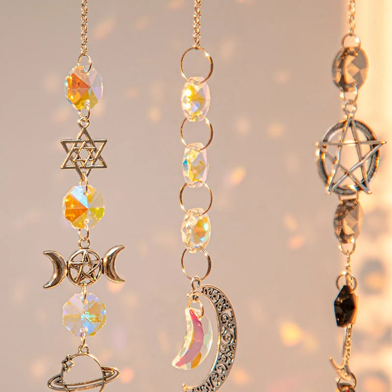 guirlande décorative or transparente étoiles lunes soleils cristal boho vintage romantique