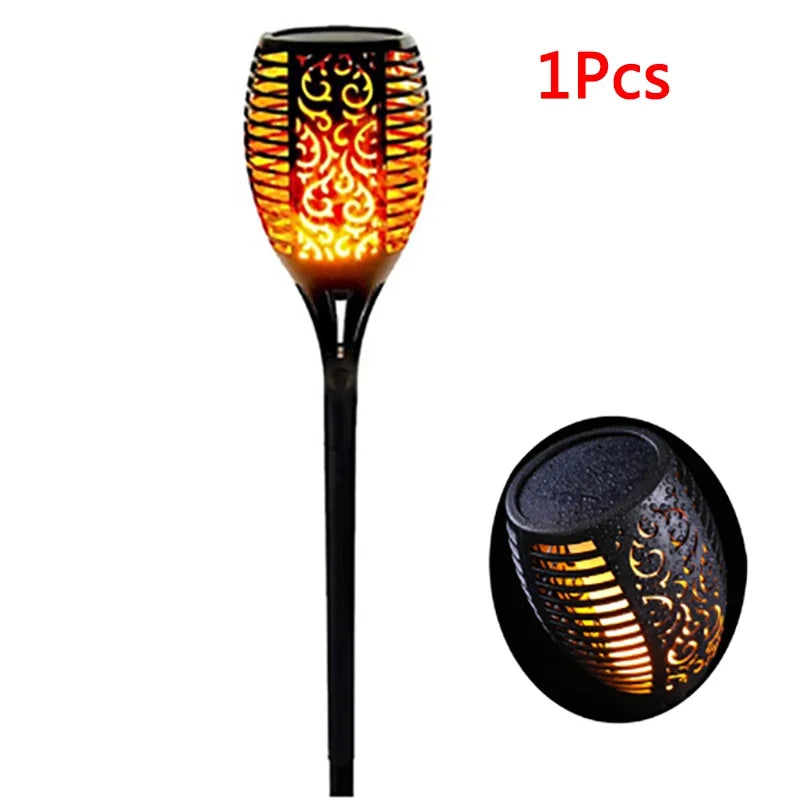 lampe solaire fleur décorative extérieure effet flamme violet bleu orange jardin jardinage extérieur moderne