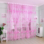 rideau moderne transparent gouttes fleur bleu vert gris rose violet anneaux suspension maison