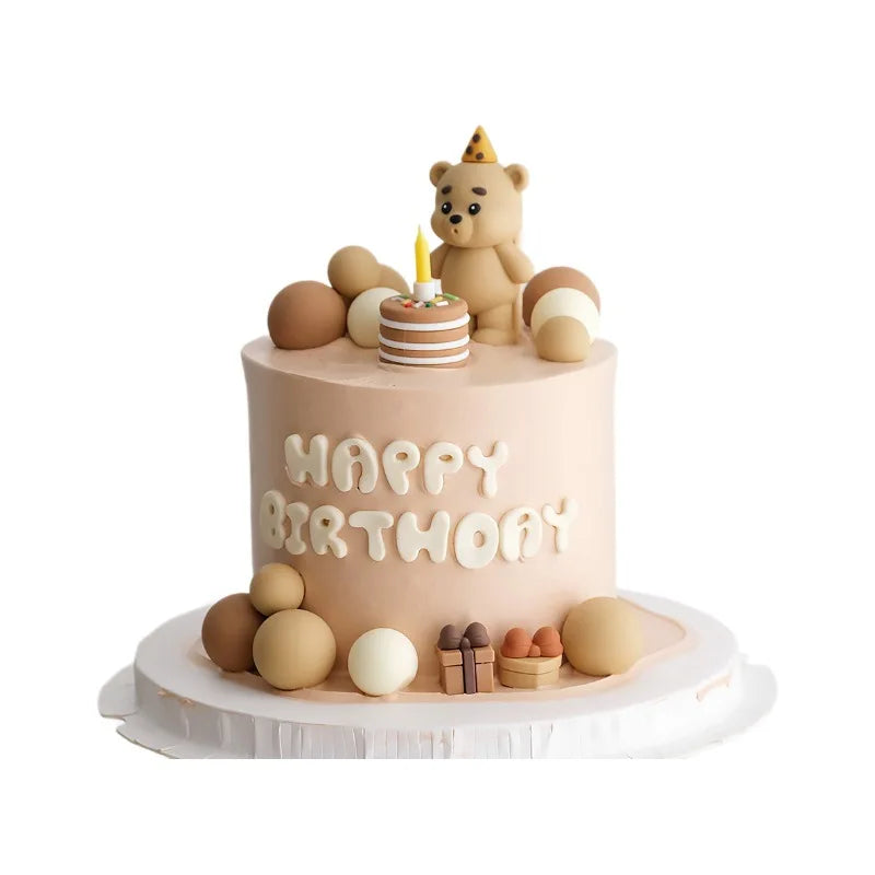 décoration anniversaire enfant gâteau ours sucre boules joyeuses happy birthday festive