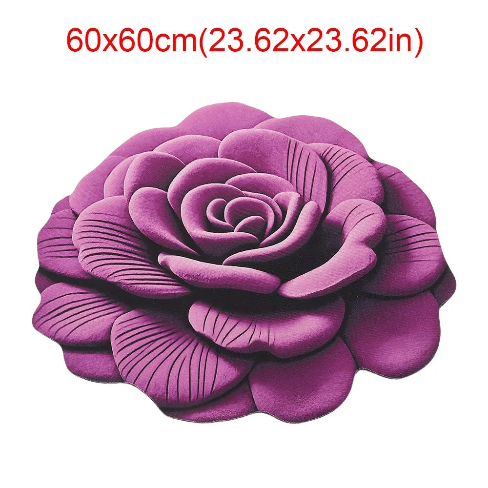 tapis fleur rose relief moderne polypropylène maison chambre rouges bleus verts violets noirs blancs