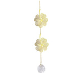 mobile décoratif doré transparent fleurs feuilles cristal chaîne dorée artisanal élégant fenêtre